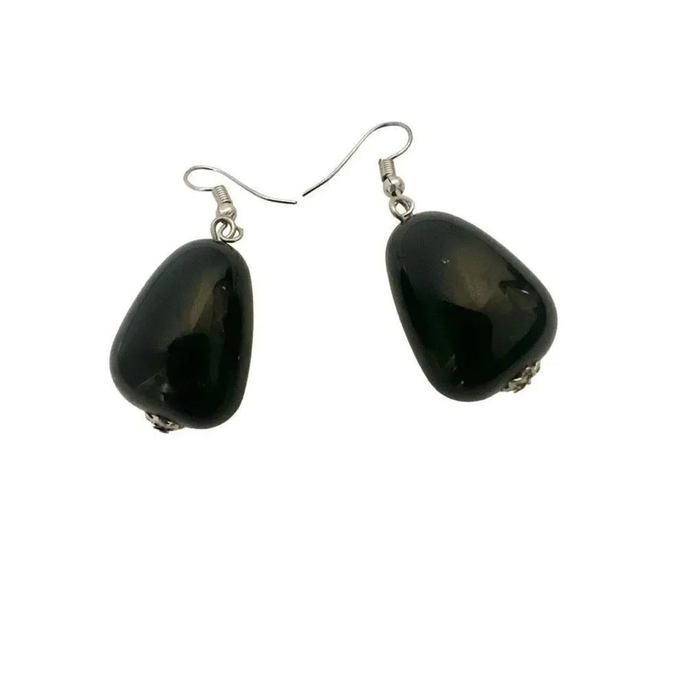 Black beaded drop earrings